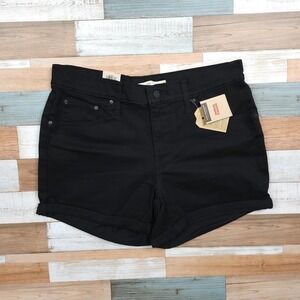 Levi's Women's Mid-Length Mid-Rise Denim Cuffed Black Shorts New Size 12/31